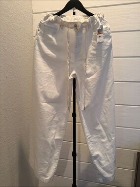 Blank NYC White Cotton Drawstring Pants